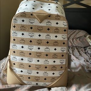 NWT MCM Logo Allover Duke Visetos Leather Backpack